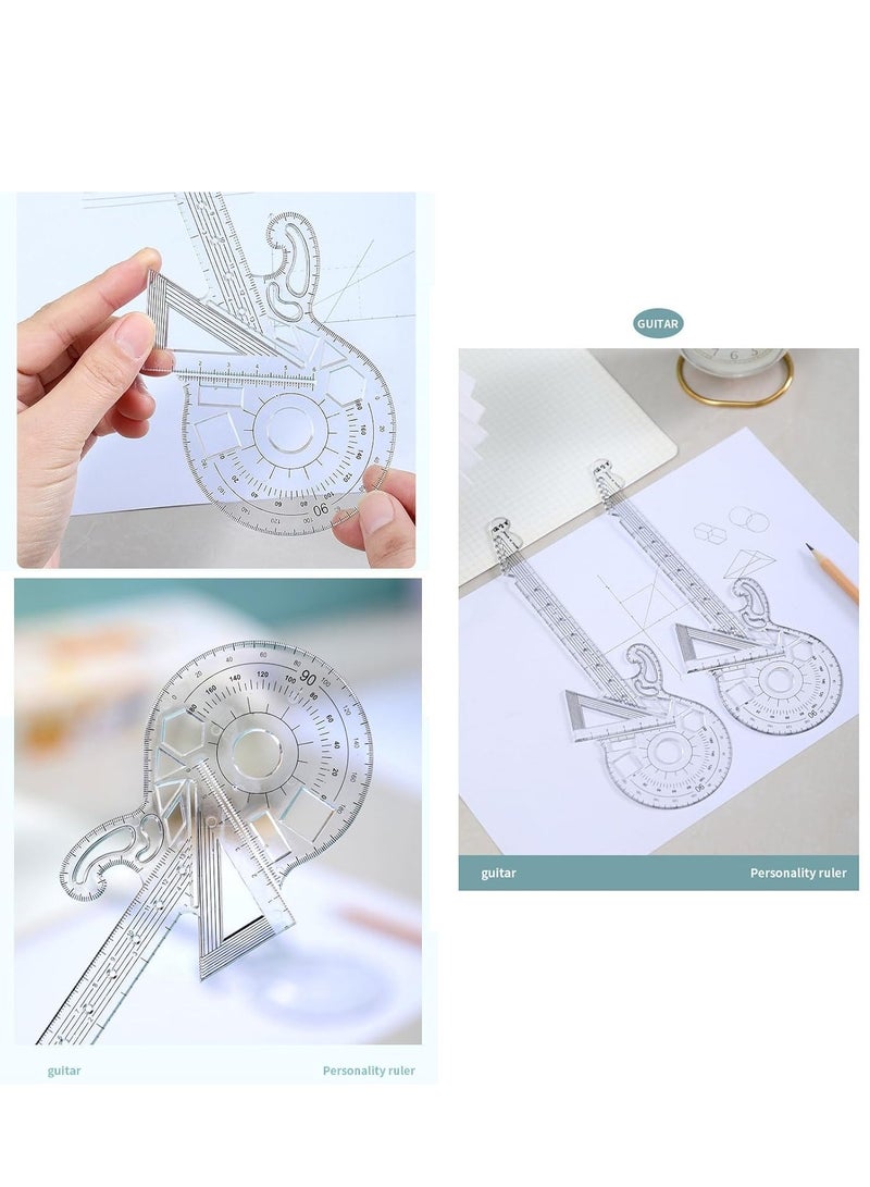 Generic Rock Guitar Style Modeling Ruler, Multifunctional Geometric Ruler Drawing Tool, Creative Arting Craft Draft Template Drawing Tool for Office Supply(1PC)  - Image 3