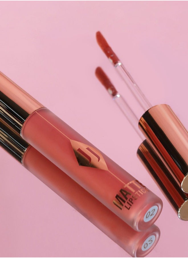 JOLLY JOJO - Matte Lip Glaze Lip Gloss Moisturizing Color Long-lasting Non-stick Velvet Matte Lipstick Suitable For Dark Skin Bright Red - Image 1