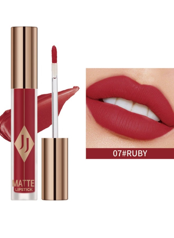 JOLLY JOJO - Matte Lip Glaze Lip Gloss Moisturizing Color Long-lasting Non-stick Velvet Matte Lipstick Suitable For Dark Skin Bright Red - Image 1