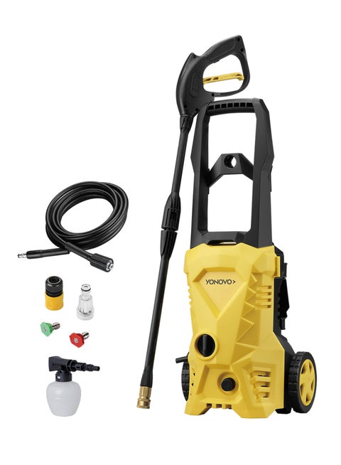 1650W Electric Pressure Washer - 1958 PSI / 135 BAR for Car, Home, Garden Cleaning | Heavy Duty High Pressure Washer with Trigger Gun, Hose, Soap Dispenser, and Nozzle Cleaning Needle