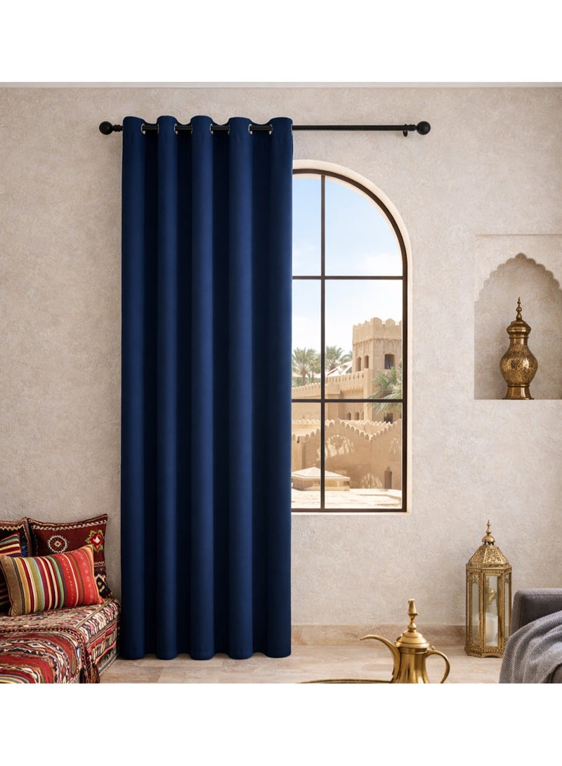l&wen Solid Blackout Curtains for Bedroom and Living Room, 1 Panel Drapes Grommet Room Window Curtains (Navy Blue 106W x 213H cm) - Image 1