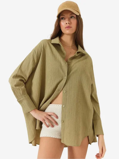 Bianco Lucci LUCCI Oversized Textured Shirt