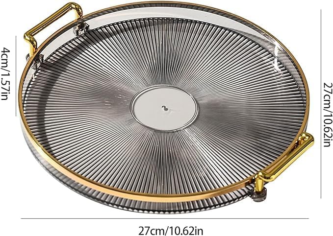 VPGS Serving Tray with Golden Handles, Acrylic Decorative Tray Round Coffee Table Tray, Luxury Display Tray Serving Platter for Home, Restaurant, Table, Bar Drinks, Breakfast, Fruit - Image 4