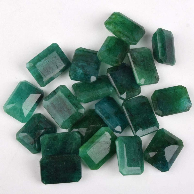 GEMHUB Zambian A+ Grade Green Emerald Approx 200 Ct. Set of Fine 20 Pieces Natural Green Emerald Loose Gemstones Beads - Image 2