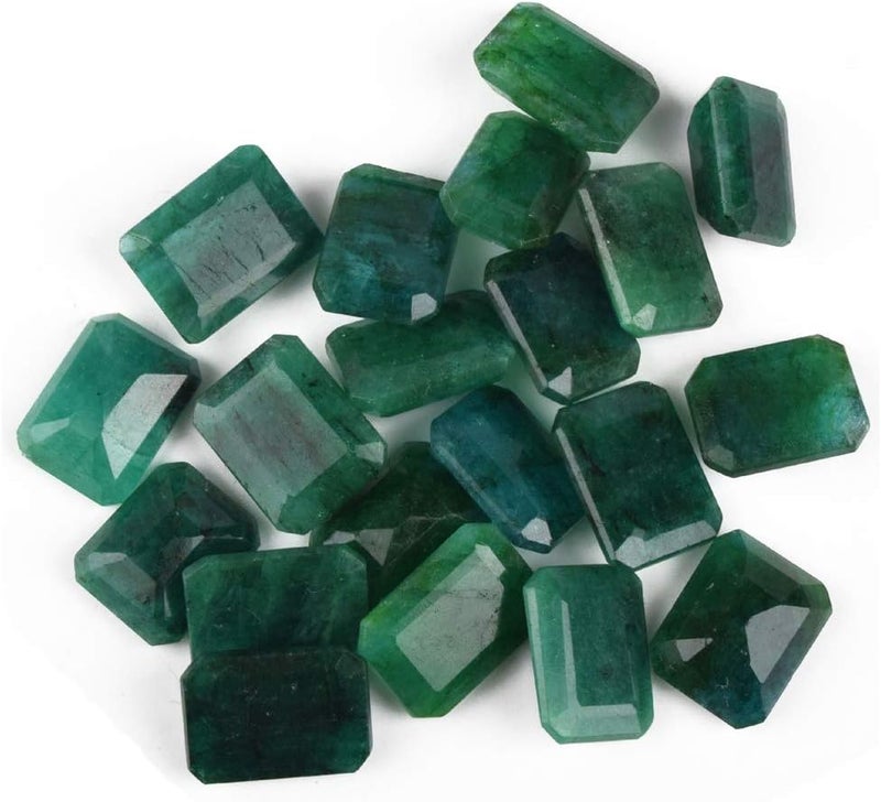 GEMHUB Zambian A+ Grade Green Emerald Approx 200 Ct. Set of Fine 20 Pieces Natural Green Emerald Loose Gemstones Beads - Image 1