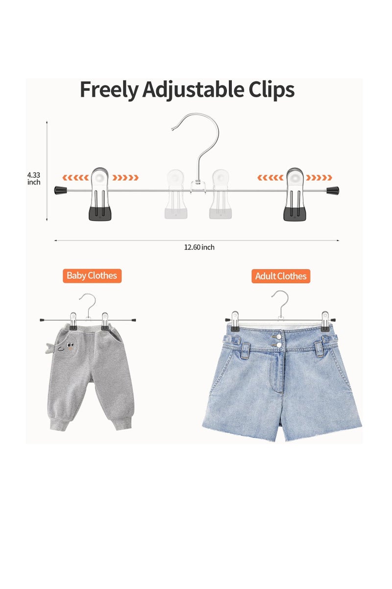 Pants Hangers with Non-Slip Clips, 20 Pack Adjustable Metal Pant Hangers, 360° Swivel Hook Skirt Jeans Shorts Hangers, Heavy Duty Space Saving Clothes Hangers for Trousers  - Image 3