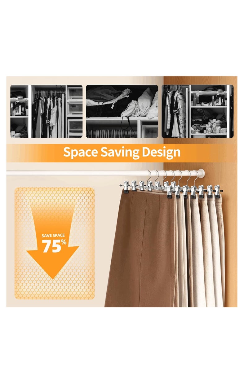 Pants Hangers with Non-Slip Clips, 20 Pack Adjustable Metal Pant Hangers, 360° Swivel Hook Skirt Jeans Shorts Hangers, Heavy Duty Space Saving Clothes Hangers for Trousers  - Image 5