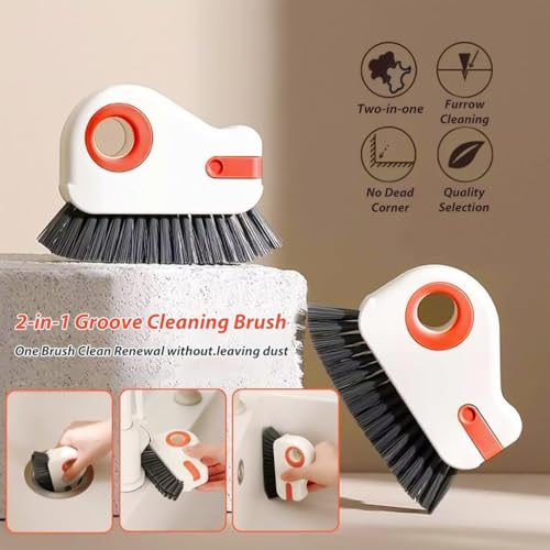 KBZONE 2 in 1 Groove Cleaning Brush Window Track Cleaning Tools, Multifunction Bristle Crevice Cleaning Brush with Hidden Scraper, Grout Cleaner Grip Brush for Sliding Door Track - Image 4