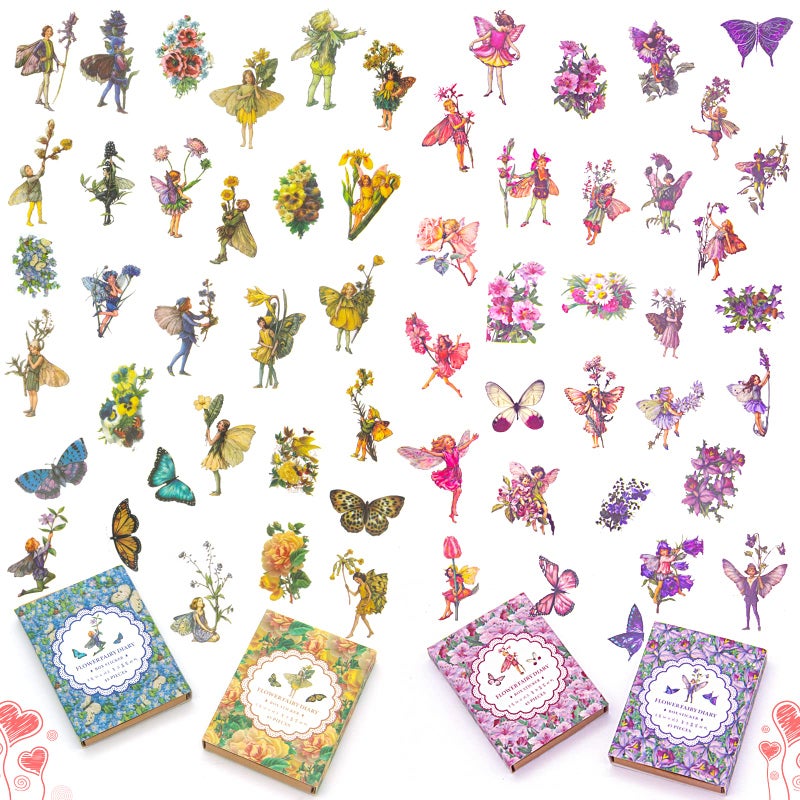 180 Pieces Fairy Stickers for Scrapbook Transparent Flower Fairy Patch for Scrapbooking Hand Ledger Phone Case Laptop Diary DIY Crafts