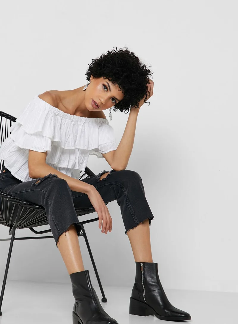 TOPSHOP Layered Bardot Top