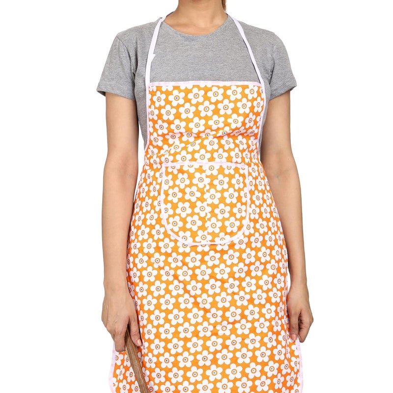 JMi Cotton Floral Print Fabric Waterproof Apron with Long Ties and Multipurpose Front Large Pocket For Cooking Dusting Home Kitchen Restaurant for Men & Women Unisex Apron. Pack of 2 (Multicolor) - Image 5