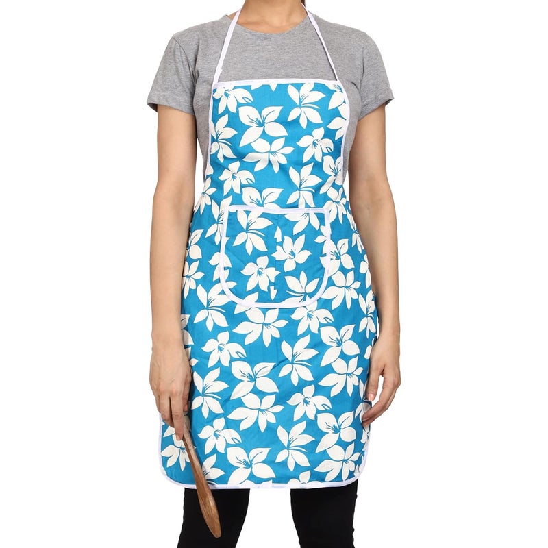 JMi Cotton Floral Print Fabric Waterproof Apron with Long Ties and Multipurpose Front Large Pocket For Cooking Dusting Home Kitchen Restaurant for Men & Women Unisex Apron. Pack of 2 (Multicolor) - Image 4