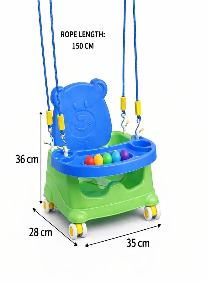 Braintastic مقعد داعم للأطفال من برينتاستيك، يُستخدم أيضًا كأرجوحة معلقة | كرسي طعام للأطفال الصغار 2 في 1 مع صينية وحبل وعجلات | مقعد بلاستيكي للأطفال الرضع من 6 أشهر إلى 3 سنوات (أخضر) - Image 4