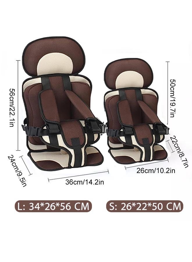 Child Safety Seat Mat Portable Baby Car Seat Belt Removable and Washable Baby Safety Seat Foldable Car Seat Booster Seat Suitable 0 months to 6 years Child (Brown)  - Image 2