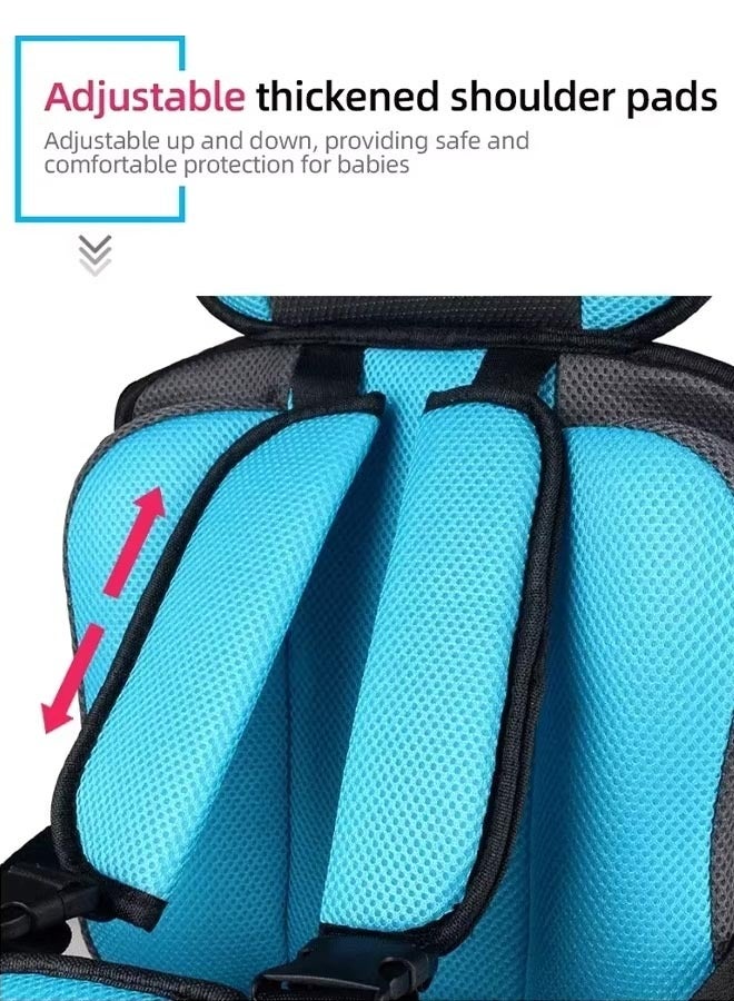 Child Safety Seat Mat Portable Baby Car Seat Belt Removable and Washable Baby Safety Seat Foldable Car Seat Booster Seat Suitable 0 months to 6 years Child (Brown)  - Image 4