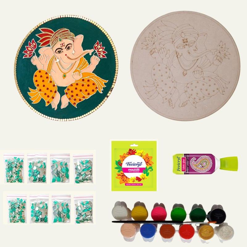 Ganesh chaturthi Premarked lippan Art Material DIY Craft Material kit for Adults for Girls 9-12 MDF Board for Wall Decor Art kit for Adults