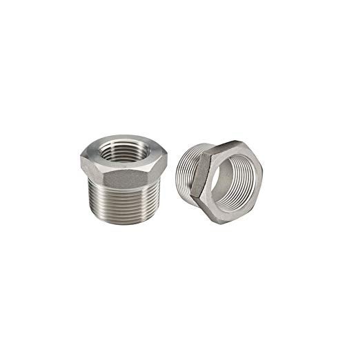 Beduan Stainless Steel Reducer Hex Bushing, 3/8" Male NPT to 1/4" Female NPT, Reducing Cast Pipe Adapter Fitting(Pack of 2) - Image 1