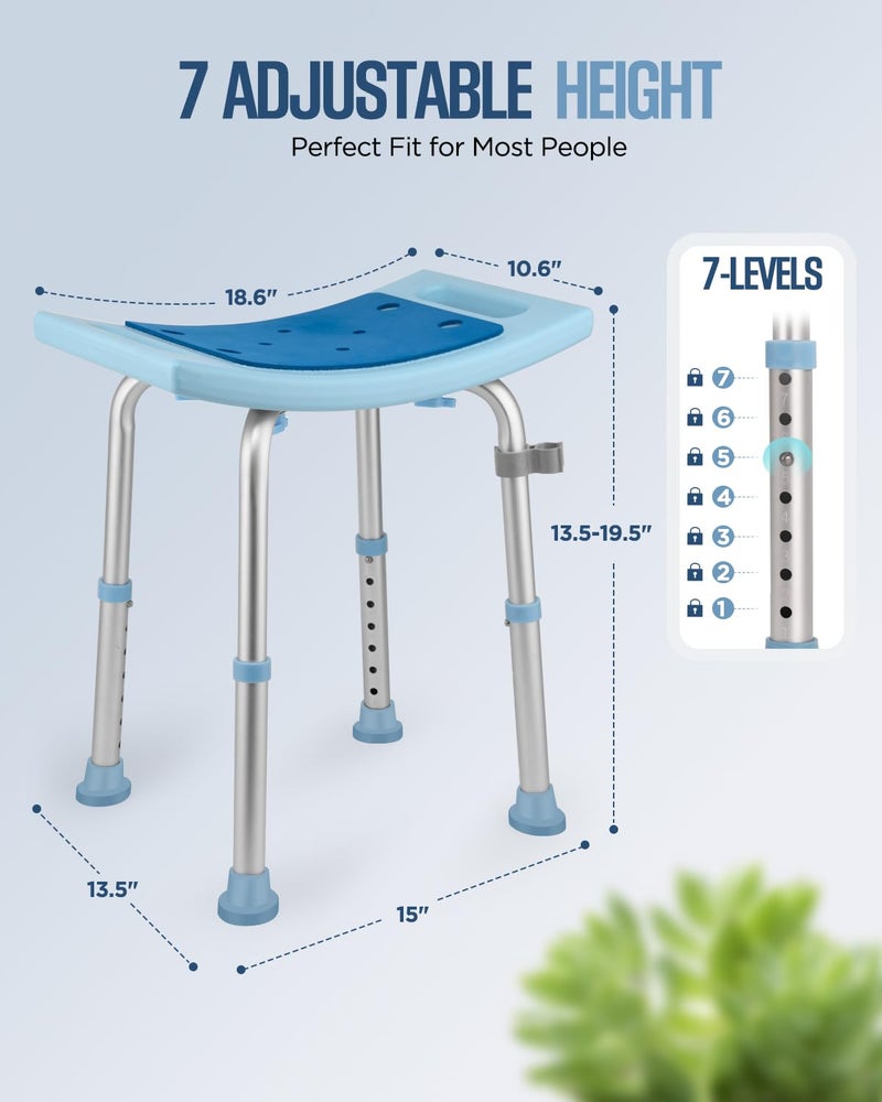 Brosive Shower Chair for Elderly Seniors, Shower Stools and Benches for Adults, Adjustable Bath Chair for Inside Shower, Shower Seat for Disabled, Tool-Free Assembly Shower Bench, 350 LB Weight Cap - Image 2