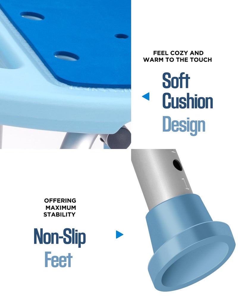 Brosive Shower Chair for Elderly Seniors, Shower Stools and Benches for Adults, Adjustable Bath Chair for Inside Shower, Shower Seat for Disabled, Tool-Free Assembly Shower Bench, 350 LB Weight Cap - Image 4