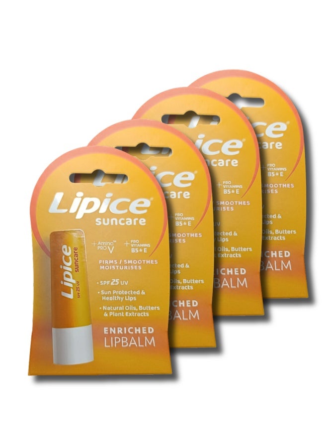 lipice Suncare SPF 25 Lip Balm 4.8 g ,Made in UK ,Pack of 4 - Image 1