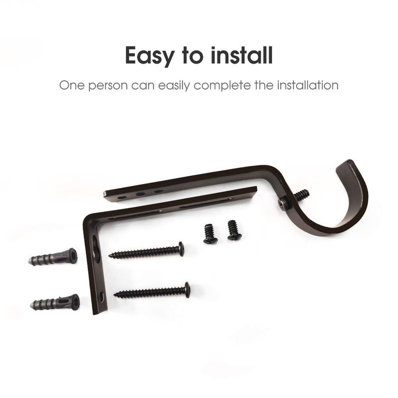 IHRDNNR Curtain Rod Brackets Heavy Duty Drapery Hardware Adjustable Rod Holders for 7/8 or 1 Inch Rods, Set of 3 (Bronze, fits rods up to 1 inch) - Image 3