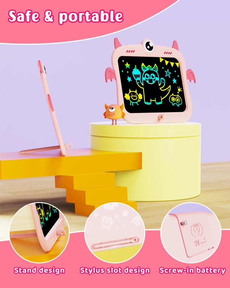 TEKFUN Girls Toys 4-5, 8.5inch Mess Free Coloring for Toddlers, Colorful Drawing Tablet Doodle Board, Toddler Travel Essential Kids Toys for Ages 2-4 Girl Birthday Gift - Pink - Image 2