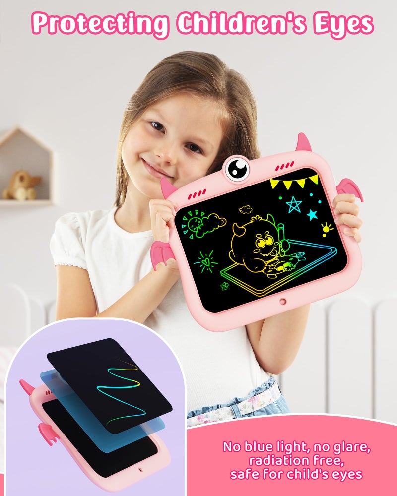 TEKFUN Girls Toys 4-5, 8.5inch Mess Free Coloring for Toddlers, Colorful Drawing Tablet Doodle Board, Toddler Travel Essential Kids Toys for Ages 2-4 Girl Birthday Gift - Pink - Image 4