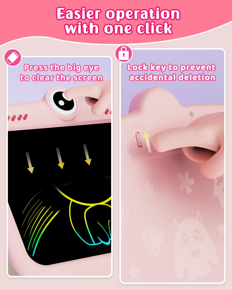 TEKFUN Girls Toys 4-5, 8.5inch Mess Free Coloring for Toddlers, Colorful Drawing Tablet Doodle Board, Toddler Travel Essential Kids Toys for Ages 2-4 Girl Birthday Gift - Pink - Image 3