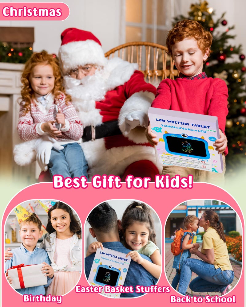 TEKFUN Girls Toys 4-5, 8.5inch Mess Free Coloring for Toddlers, Colorful Drawing Tablet Doodle Board, Toddler Travel Essential Kids Toys for Ages 2-4 Girl Birthday Gift - Pink - Image 5