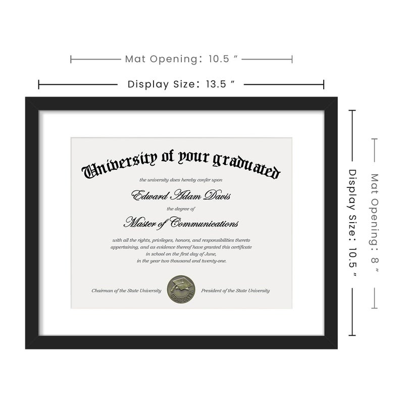 upsimples 11x14 Diploma Frame with Clear Plexiglass, Displays 8.5 x 11 Certificate Frame with Mat or 11x14 Picture Frame without Mat for Document Degree, Black, 1 Pack - Image 3