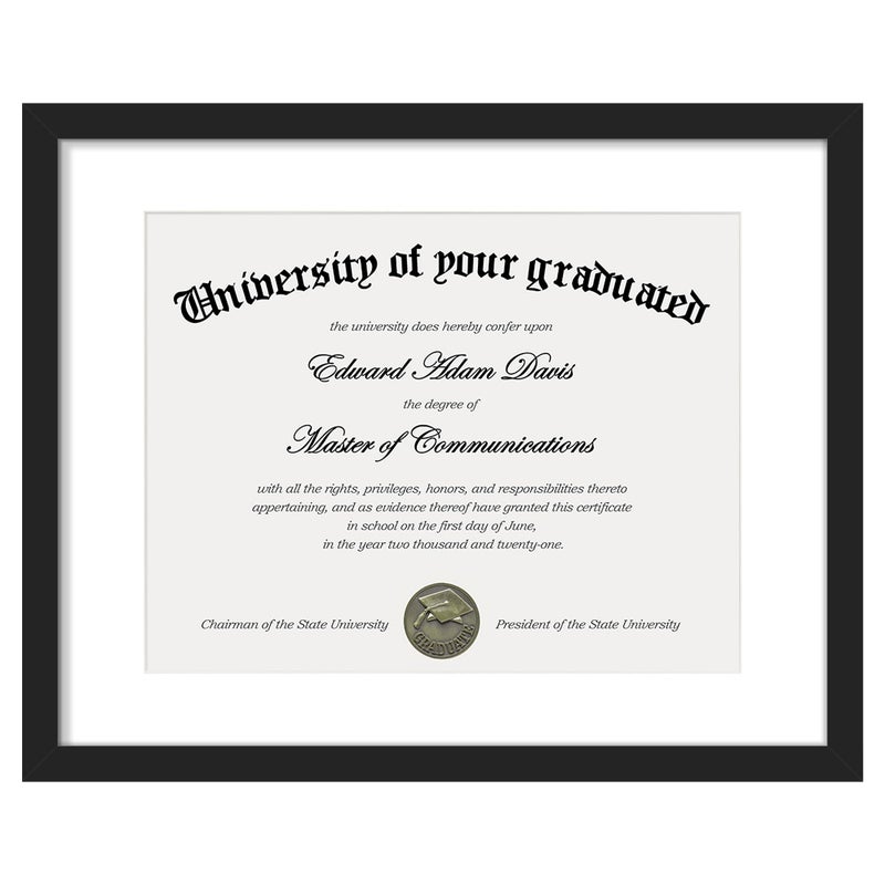 upsimples 11x14 Diploma Frame with Clear Plexiglass, Displays 8.5 x 11 Certificate Frame with Mat or 11x14 Picture Frame without Mat for Document Degree, Black, 1 Pack - Image 1