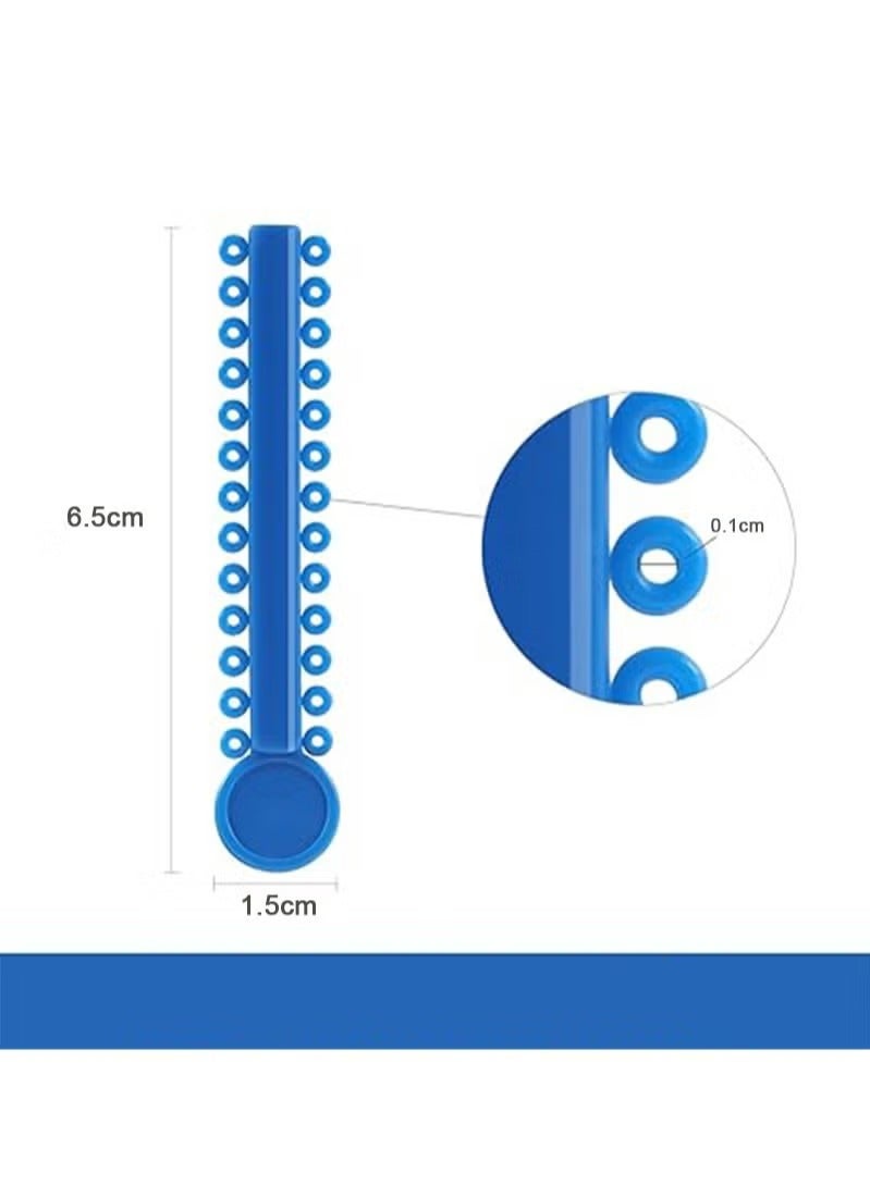 Geustos 40 Dental Orthodontic Ligatures Plus 1 Plate Of 2.28m Orthodontic Braces Rubber Chain Set，Dental Braces Rubber Orthodontic Ligature Ring，Elastic Super Strong Rubber Chain（Short，Blue） - Image 2