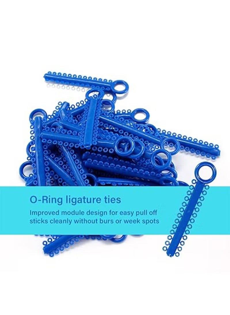 Geustos 40 Dental Orthodontic Ligatures Plus 1 Plate Of 2.28m Orthodontic Braces Rubber Chain Set，Dental Braces Rubber Orthodontic Ligature Ring，Elastic Super Strong Rubber Chain（Short，Blue） - Image 5