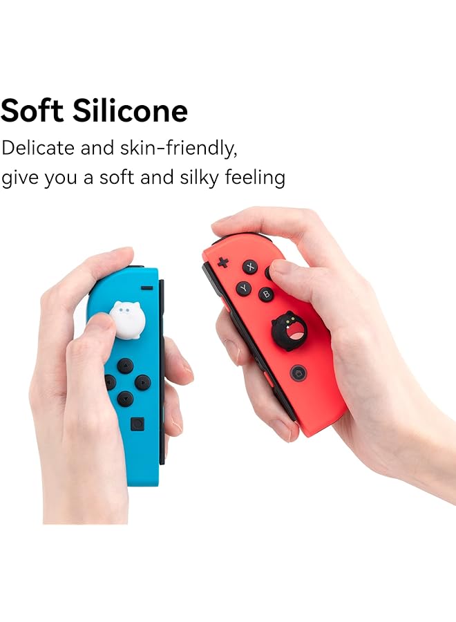 GeekShare أغطية قبضة الإبهام السيليكونية اللطيفة لعصا التحكم متوافقة مع Switch/Oled/Switch Lite، 4 قطع Bobo Cat - Image 4