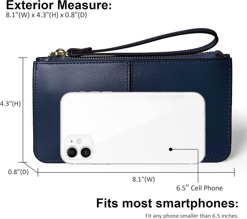 befen Genuine Leather Wristlet Clutch for Women Ultra-Slim Ladies Credit Card Holder Wallet Purses with RFID Protection - Image 4