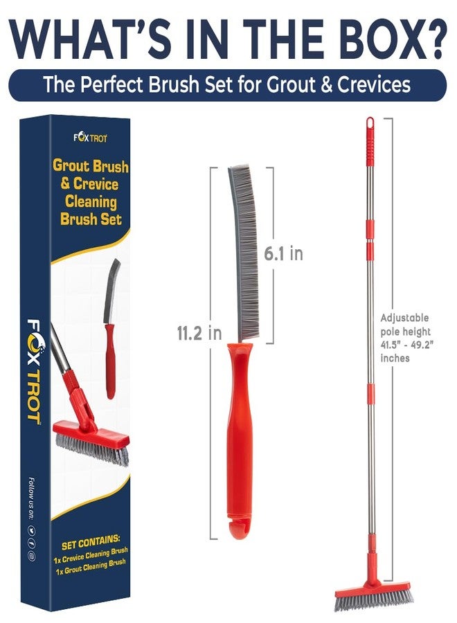 Fox Trot Grout Brush with Long Handle & Hard Bristle Crevice Cleaning Brush, Grout Cleaner for Tile Floors, Floor Scrubber for Tile Grout Line, Household Use, Multipurpose Gap Cleaning Tools by Foxtrot Living - Image 3