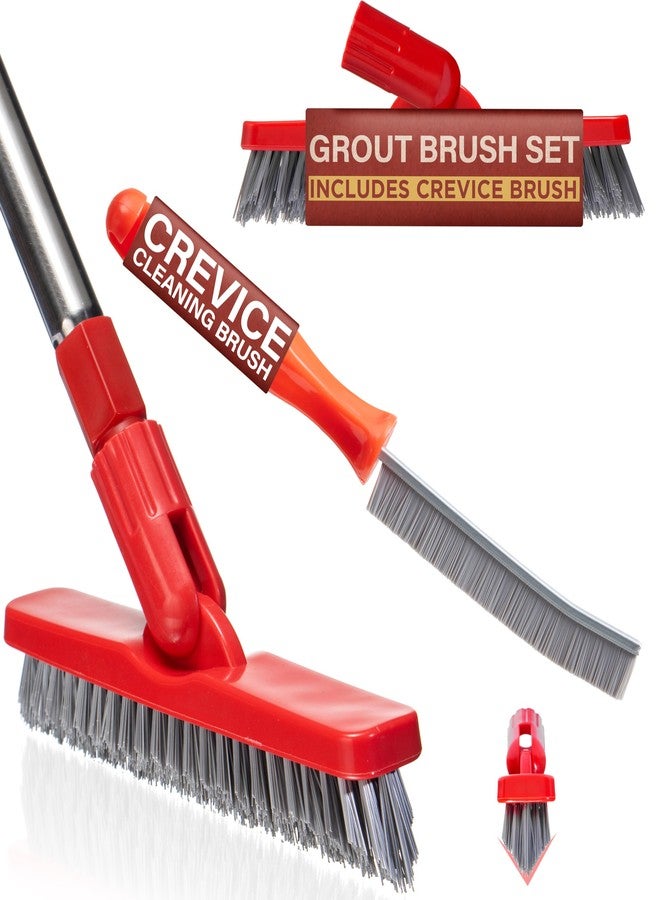 Fox Trot Grout Brush with Long Handle & Hard Bristle Crevice Cleaning Brush, Grout Cleaner for Tile Floors, Floor Scrubber for Tile Grout Line, Household Use, Multipurpose Gap Cleaning Tools by Foxtrot Living - Image 1