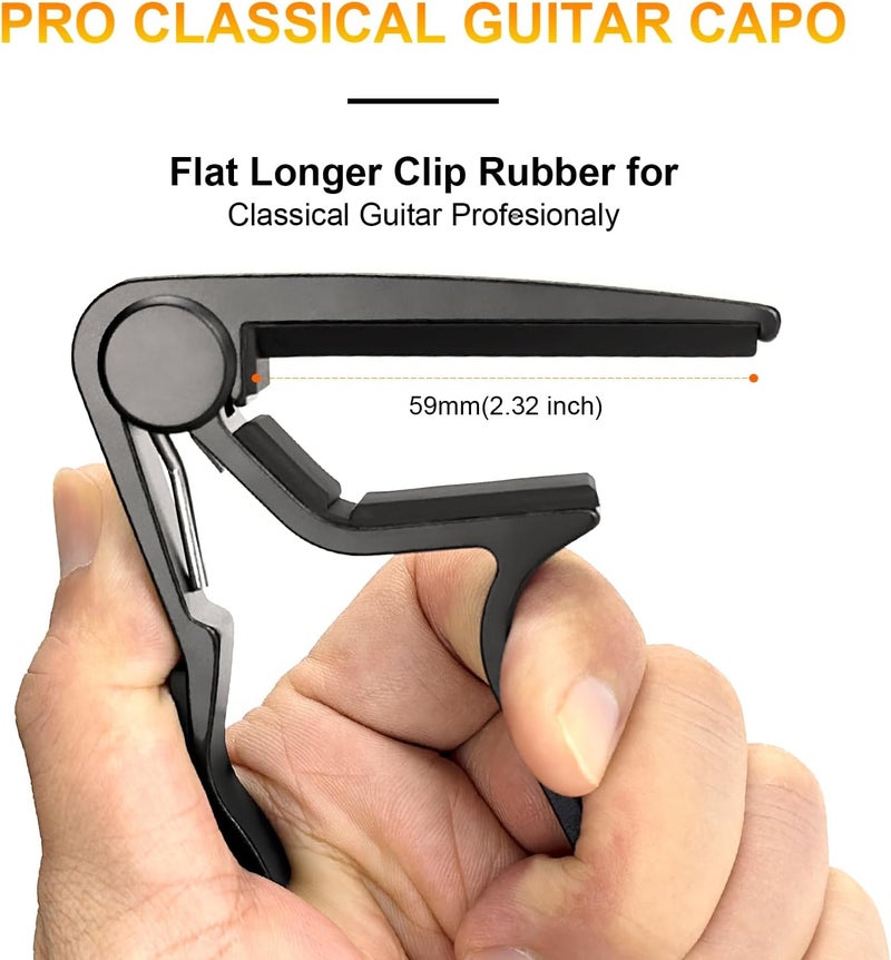 Wingo كابو جيتار كلاسيكي مسطح محترف، أسود، 5 ريشة - Image 2