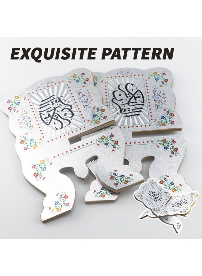 Portable Detachable Quran Stand for Light Travel High-End Wooden Quran Holder with Exquisite Painted Patterns Stable Durable Prayer Book Stand Festival Special Ramadan Reading Shelf for Gift Giving and Daily Use - Image 3