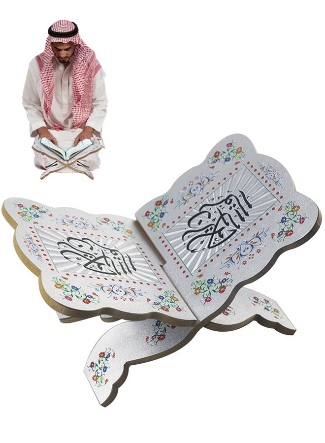 Portable Detachable Quran Stand for Light Travel High-End Wooden Quran Holder with Exquisite Painted Patterns Stable Durable Prayer Book Stand Festival Special Ramadan Reading Shelf for Gift Giving and Daily Use - Image 1