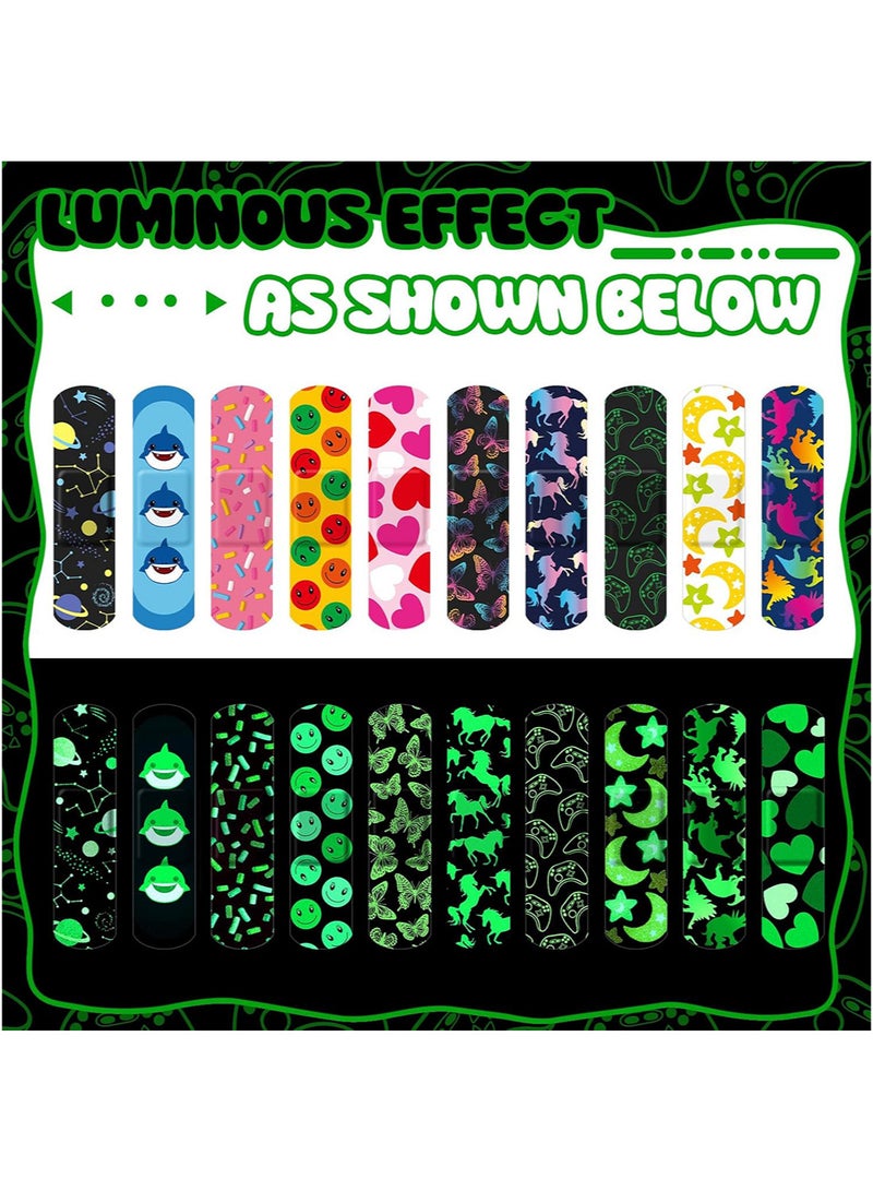 Generic 50pcs Glow in The Dark Bandage for Kids Cute Breathable Waterproof Neon Bandages for Girls Boys Children Toddlers Adhesive Flexible Wrap for Cuts, Scrapes, Wounds  - Image 3