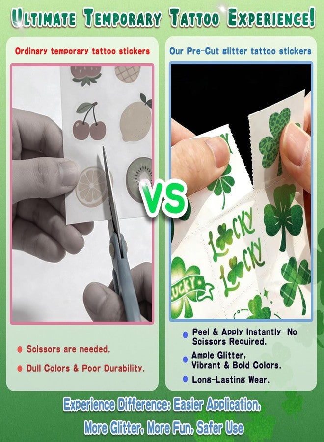 CHARLENT Glitter Shamrock Pre-Cut Temporary Tattoos - Image 4
