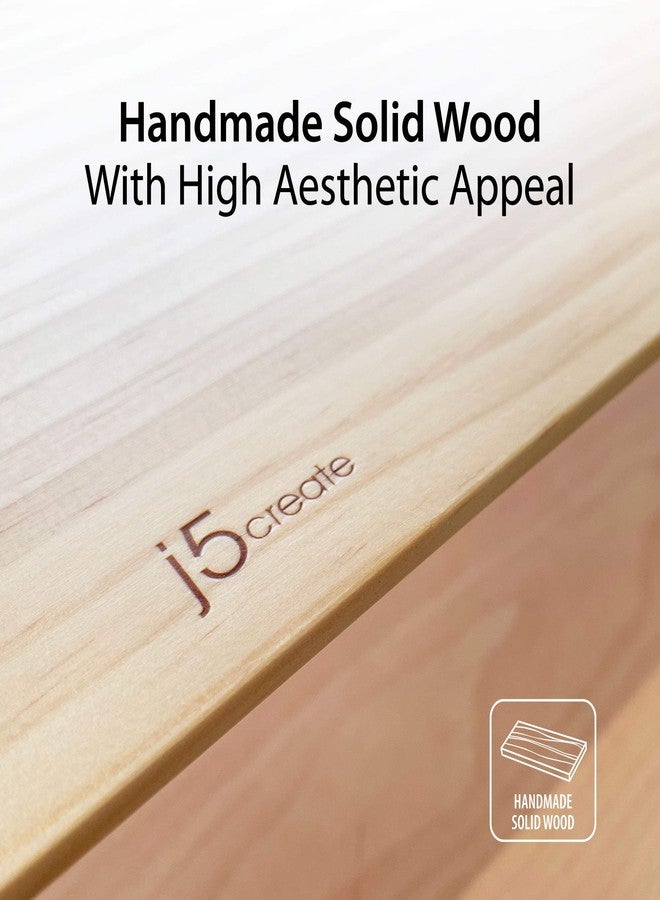 j5create Wooden Monitor Stand with USB Type C/HDMI Docking Station - Image 4