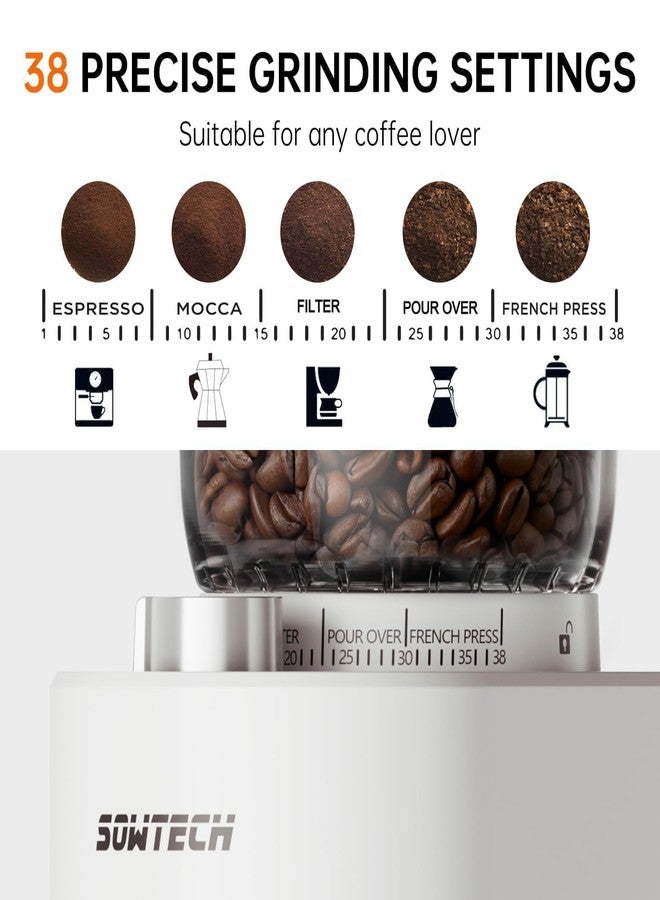 SOWTECH Conical Burr Coffee Grinder, Adjustable Electric Mill, 38 Precise Grind Settings, Precision Timer, for Espresso, Drip and French Press, Home &Office, Black - Image 2