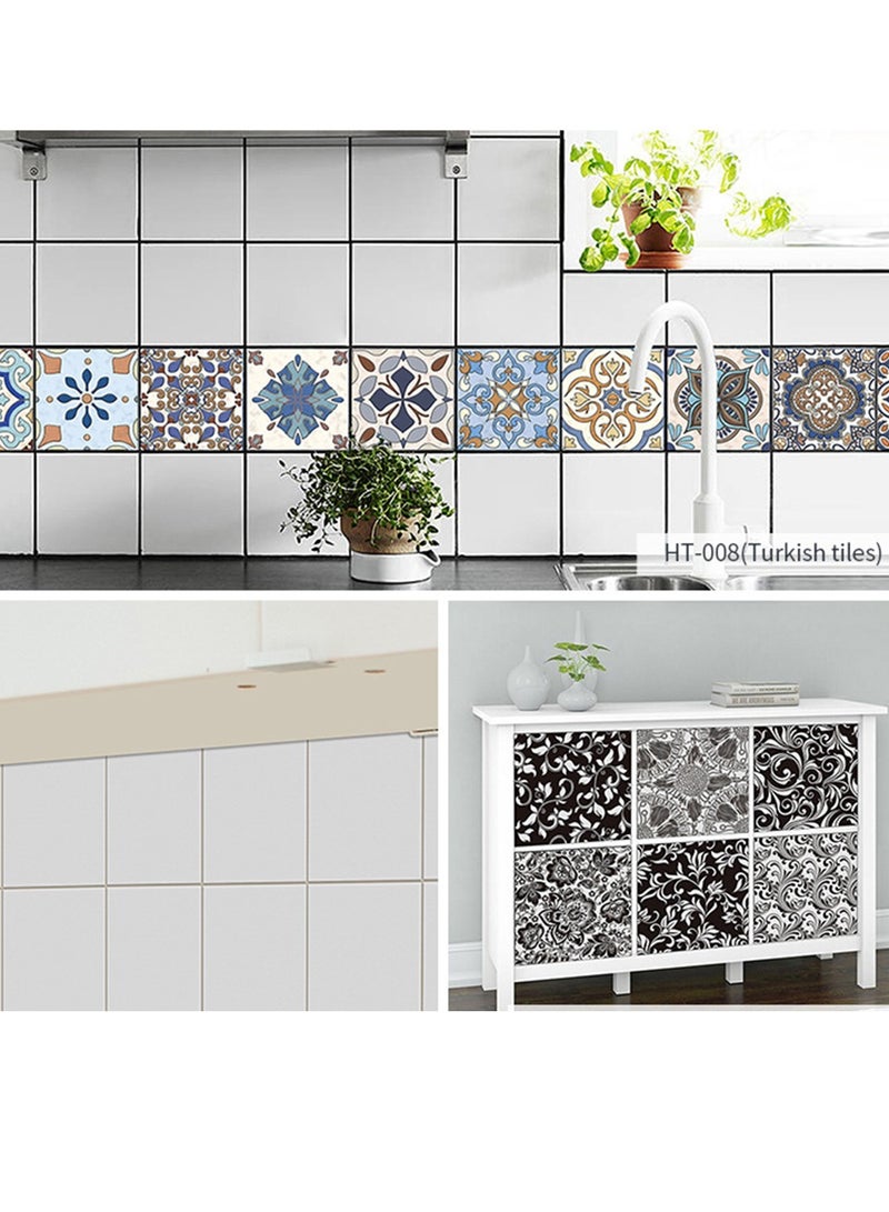  CityRiya-Long 10 قطع من ملصقات بلاط الحائط DIY لوحات حائط ثلاثية الأبعاد ذاتية اللصق 10 × 10 سم لكل منها ورق حائط لاصق مقاوم للماء للمطبخ والحمام وملصقات بلاط الحائط للمطبخ وغرفة المعيشة وديكور الحائط المنزلي - Image 5