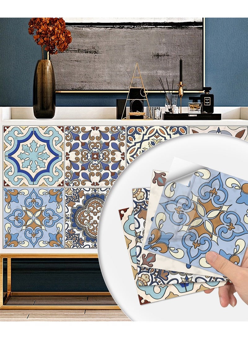  CityRiya-Long 10 قطع من ملصقات بلاط الحائط DIY لوحات حائط ثلاثية الأبعاد ذاتية اللصق 10 × 10 سم لكل منها ورق حائط لاصق مقاوم للماء للمطبخ والحمام وملصقات بلاط الحائط للمطبخ وغرفة المعيشة وديكور الحائط المنزلي - Image 2
