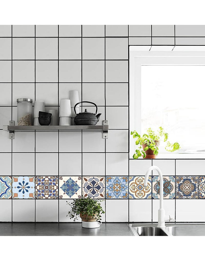  CityRiya-Long 10 قطع من ملصقات بلاط الحائط DIY لوحات حائط ثلاثية الأبعاد ذاتية اللصق 10 × 10 سم لكل منها ورق حائط لاصق مقاوم للماء للمطبخ والحمام وملصقات بلاط الحائط للمطبخ وغرفة المعيشة وديكور الحائط المنزلي - Image 3