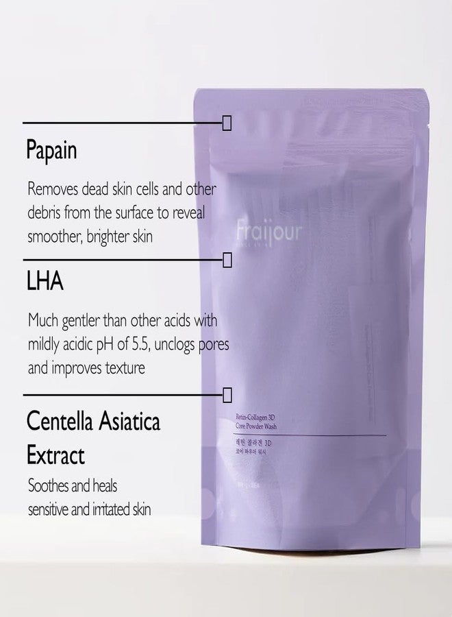 Fraijour Retin-Collagen 3D Core Powder Wash - Exfoliating Powder Cleanser with Papain & 7 Collagens, Tightens Pores, Smooths Skin, Anti-Aging, For Oily & Acne-Prone Skin, 30 Packets, 0.04 oz. each - Image 3