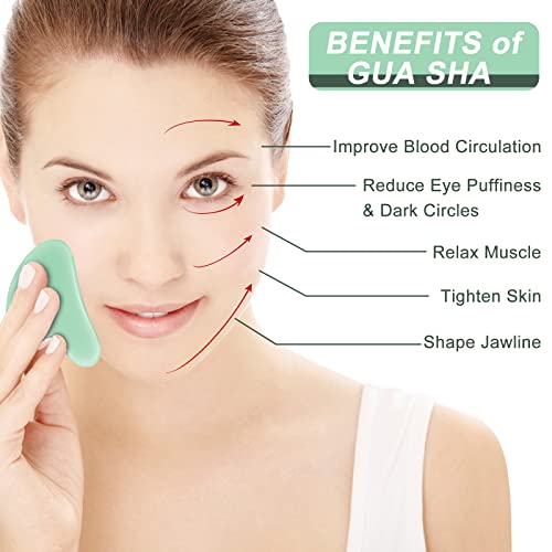 Ecoswer Guasha,Gua Sha Handheld Massager Facial Tool,Skin Massage For Face And Body,Secret Therapy Of Beauty From Asia,Decrease Puffiness And Tighten Skin,Improve Face Shape,Ease Fatigue.(Green) - Image 2