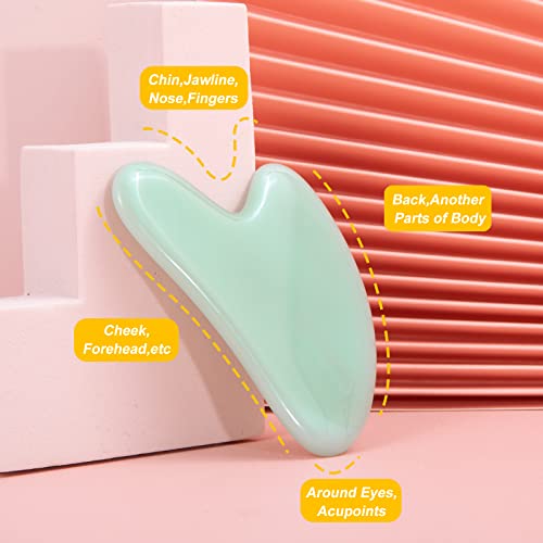Ecoswer Guasha,Gua Sha Handheld Massager Facial Tool,Skin Massage For Face And Body,Secret Therapy Of Beauty From Asia,Decrease Puffiness And Tighten Skin,Improve Face Shape,Ease Fatigue.(Green) - Image 3